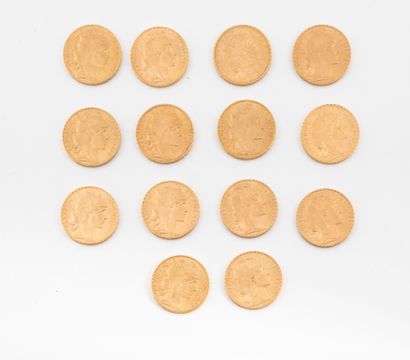 France

Lot de quatorze pièces de 20 francs...
