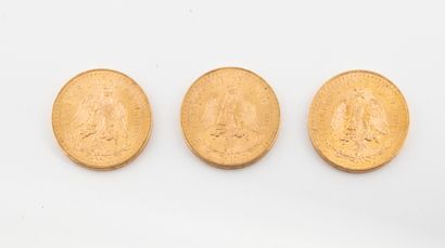MEXIQUE

Lot de trois pièces de 50 pesos,...