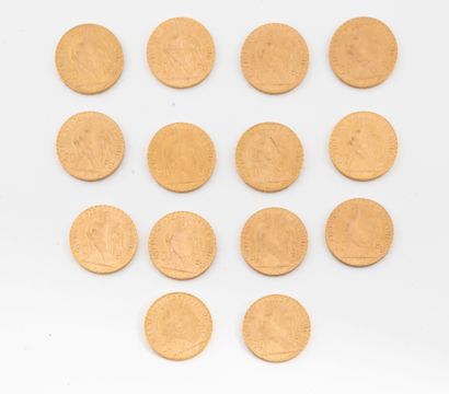 France

Lot de quatorze pièces de 20 francs...