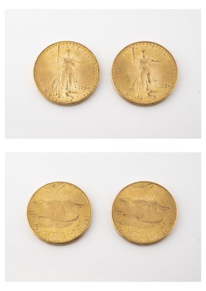 ÉTATS UNIS
Lot de deux pièces de 20 dollars...