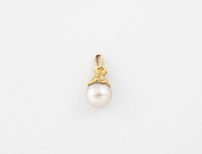 Yellow gold (750) textured pendant holding...
