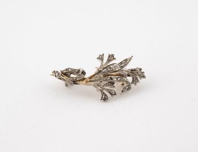 Silver (min. 800) and yellow gold (750) brooch...