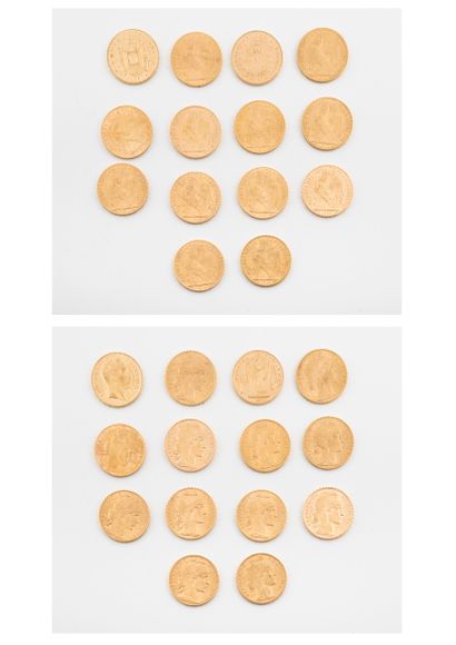 France

Lot de quatorze pièces de 20 francs...