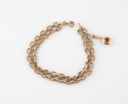 Bracelet en or jaune (750) à double rang...