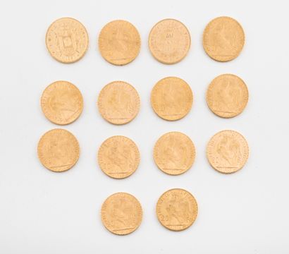 France

Lot de quatorze pièces de 20 francs...