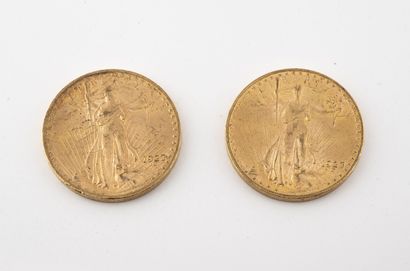 ÉTATS UNIS
Lot de deux pièces de 20 dollars...