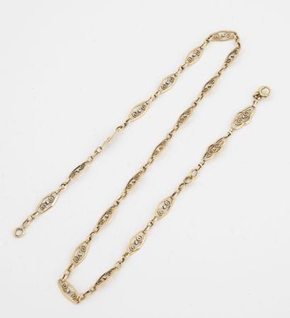 Yellow gold necklace (750) with filigree...
