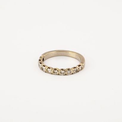 American half wedding band in white gold...