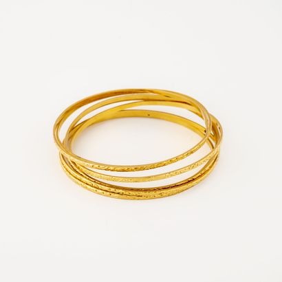 Lot of 7 bracelets in yellow gold (750) with...
