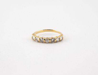 American half wedding band in yellow gold...