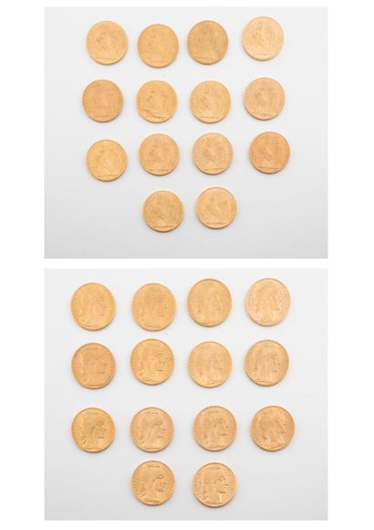 France

Lot de quatorze pièces de 20 francs...