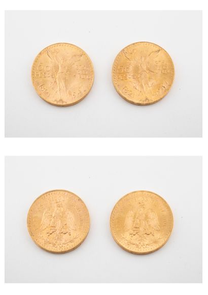 MEXIQUE

Lot de deux pièces de 50 pesos,...