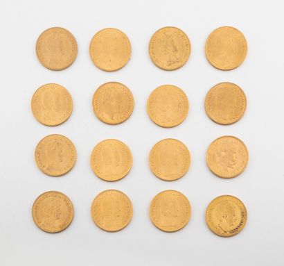 HOLLANDE

Lot de seize pièces de 10 florins...
