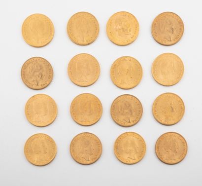 HOLLANDE

Lot de seize pièces de 10 florins...