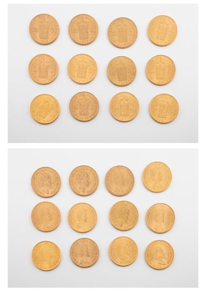 HOLLANDE

Lot de douze pièces de 10 florins...