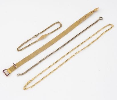 Lot en or jaune (750) : 
- Bracelet ruban...