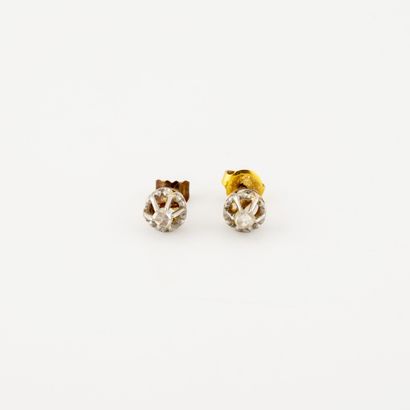 Pair of yellow and white gold (750) ear studs...