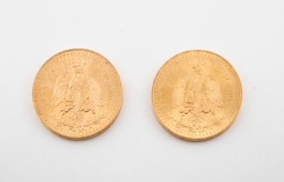 MEXIQUE

Lot de deux pièces de 50 pesos,...