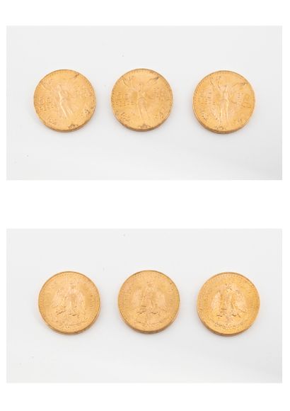 MEXIQUE

Lot de trois pièces de 50 pesos,...