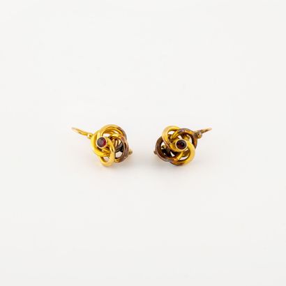 Pair of yellow gold (750) dormeuses set with...