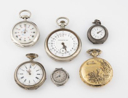 Lot of silver pocket and neck watches (min....