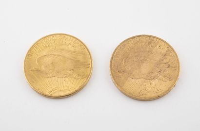 ETATS-UNIS
Lot de deux pièces de 20 dollars...