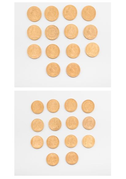 France

Lot de quatorze pièces de 20 francs...