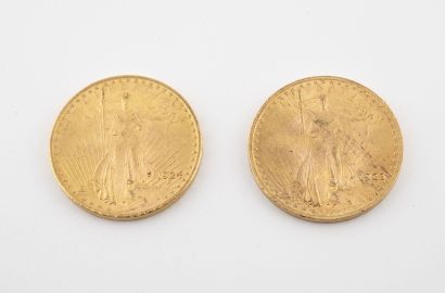 ETATS-UNIS
Lot de deux pièces de 20 dollars...