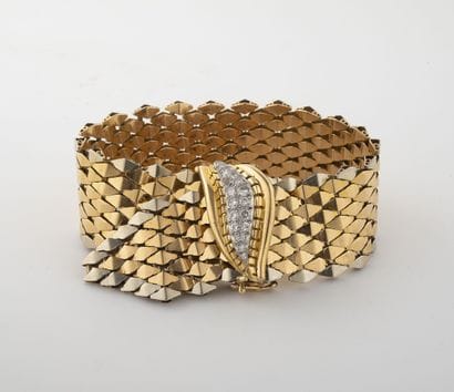 Bracelet ceinture en or jaune (750) à motifs...