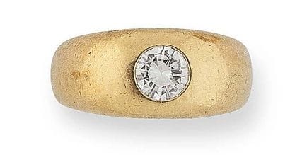 Bague jonc en or 750 millièmes, ornée d'un...