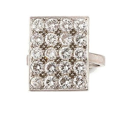 Ring in white gold (750) with a large rectangular...