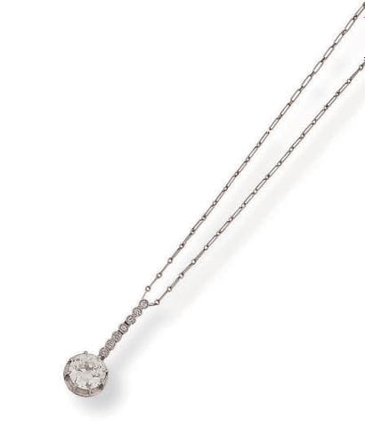 Necklace chain in platinum (850) with elongated...