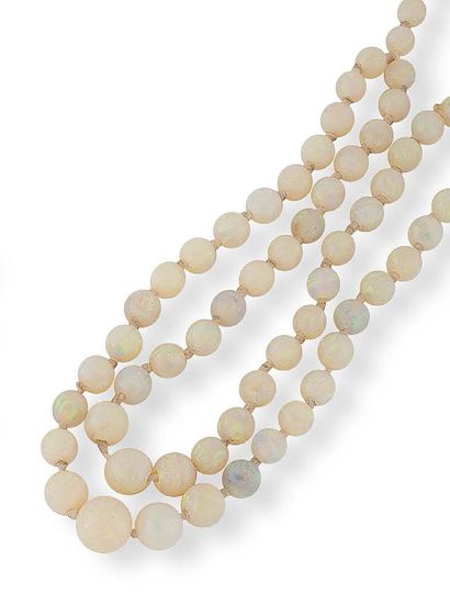 Necklace of opal beads in fall, decorated...