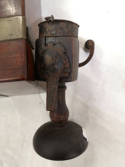 Spice mill, called elephant trunk, in stained...