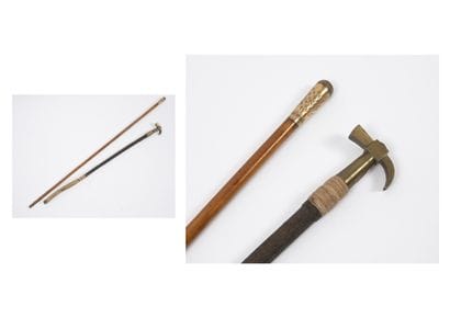Rider's whip sheathed in black braid, with...