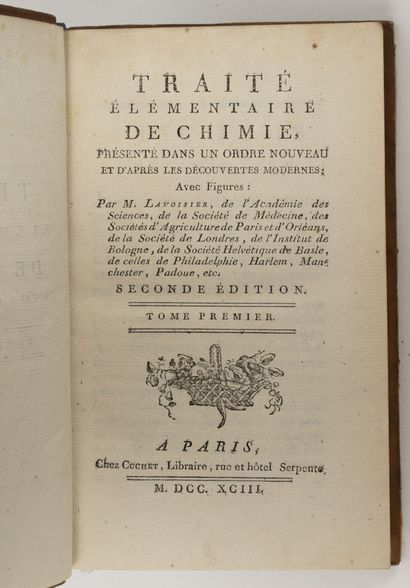 M. LAVOISIER
Traité élémentaire de Chimie.

Paris,...