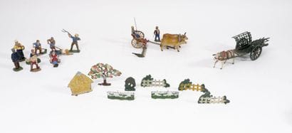 Set of painted lead figurines including:...