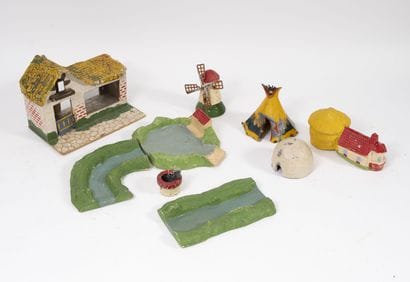 Set of painted lead figurines including:...