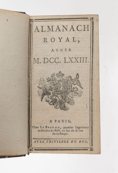 ALMANACH ROYAL 1773
Paris, Le Breton, 1773,...