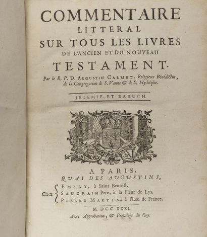 Lot of 3 volumes:

- R.P.D. Augustin CALMET

Jeremiah...