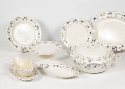 Part of earthenware table service, with polychrome...