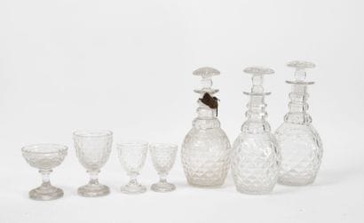 Part of service in faceted glass, composed...