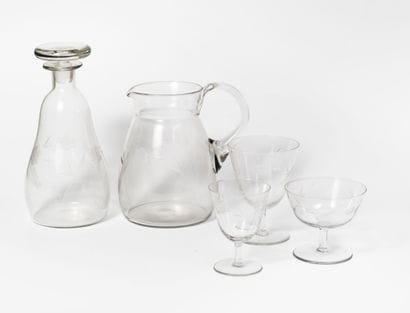 Part of a service of stemmed glasses with...