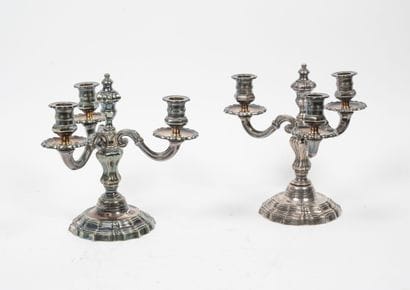 BOULENGER
Pair of silver plated bronze table...