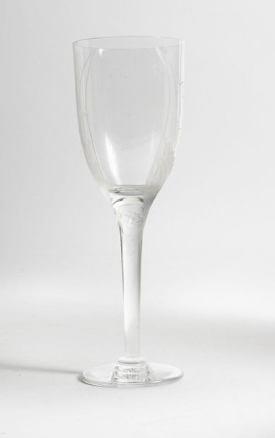 LALIQUE FRANCE
Suite of 6 champagne flutes.

Model...