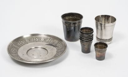 Silver lot (950) including : 

- a saucer...