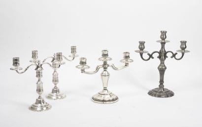 Pair of silver plated metal table ends, with...