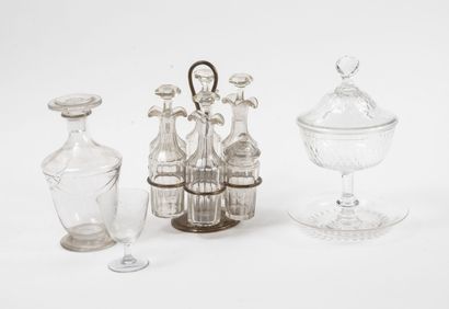 Part of a service of stemmed glasses with...