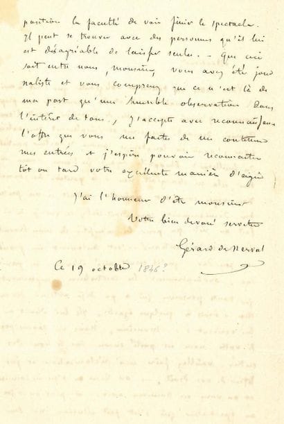 NERVAL Gérard de (1808-1855).
7 L.A.S. 