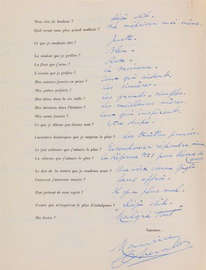 PROUST Questionnaire de.
124 autographed...